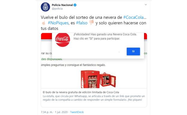 La estafa de la nevera de Coca-Cola: el timo que vuelve por WhatsApp cada verano