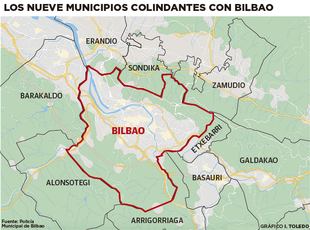 Los vecinos de qué municipios podrán venir a Bilbao y viceversa