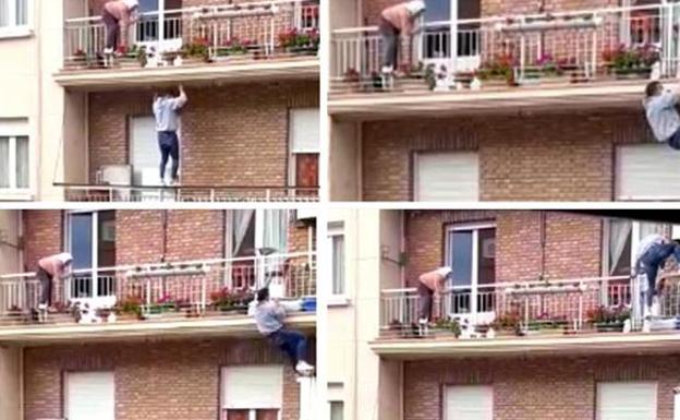 Un joven trepa por los balcones para salvar a una mujer a punto de caerse en Calahorra