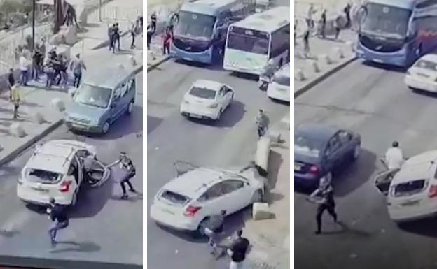 Un coche que llevaba israelíes arrolla a varios palestinos en Jerusalén tras ser apedreado