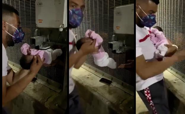 Un monitor de Cruz Roja salva a una bebé atrapada en la valla fronteriza de Ceuta