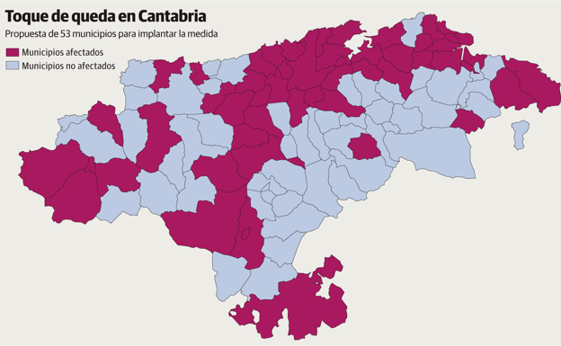 Consulta los 53 municipios de Cantabria con toque de queda