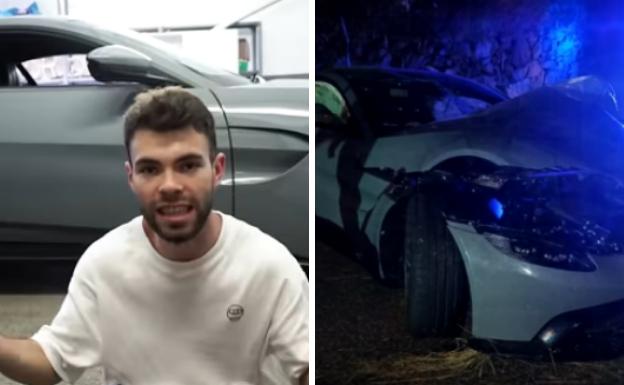 Salva Verdugo, el youtuber que presumía de coche, estrella su Aston Martin y da positivo en alcohol