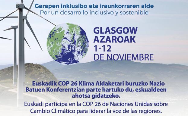 Euskadi acude a la cumbre de Glasgow para resaltar el papel de las regiones en la lucha contra el cambio climático