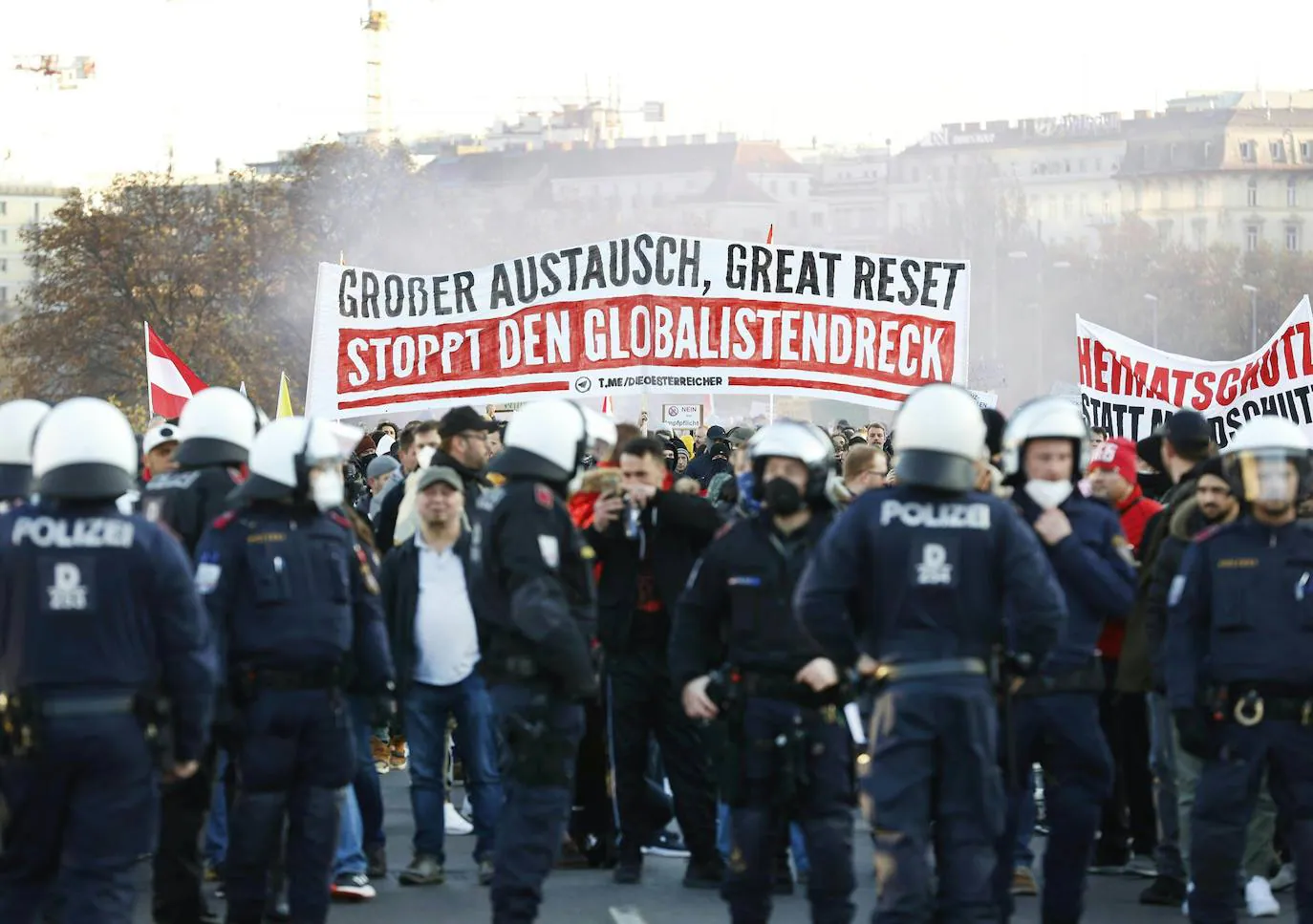 Protesta en Viena contra las nuevas medidas sanitarias