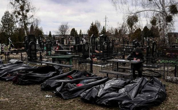 Bucha Cemetery, one of the cities hardest hit by Russian troops.