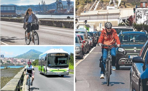 Recorrido por el futuro bulevar entre Bilbao y Getxo: «Ir en bici por aquí es jugártela»