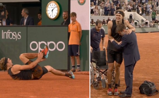 Así se lesionó Sascha Zverev en la semifinal del Roland Garros ante Nadal