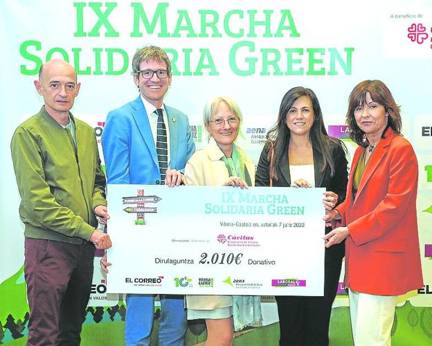 Cáritas recibe la recaudación de la IX Marcha Solidaria Green de EL CORREO