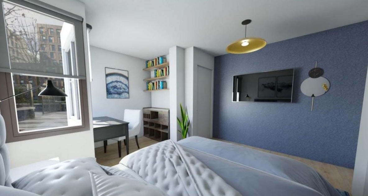 El azul se apodera de este elegante piso de Bilbao