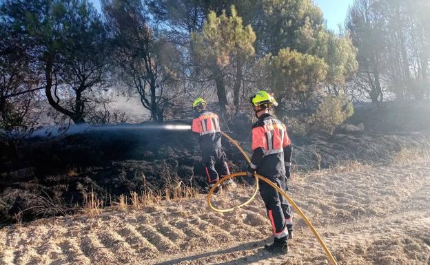 El fuego calcina una zona de monte bajo y rastrojo en Berantevilla