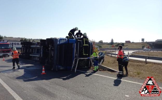 El acceso de la N-622 a la AP1 en sentido Madrid recupera la circulación tras los atascos por un accidente
