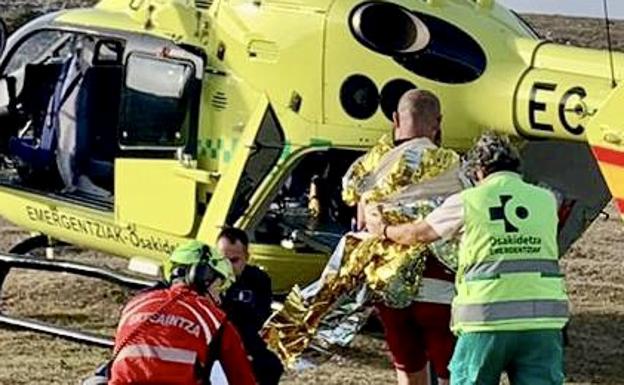 Rescatan a un ciclista accidentado en el Monte San Román