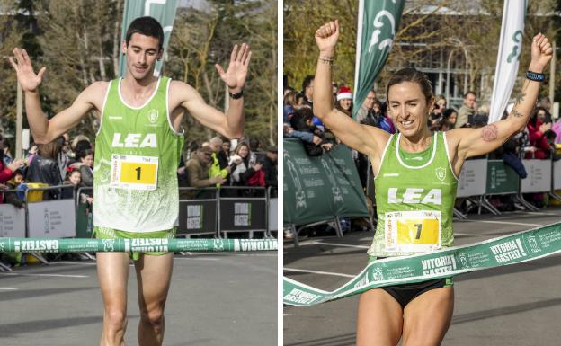 Urko Herrán y Arrate Mintegui ponen el broche en la renovada San Silvestre de Vitoria