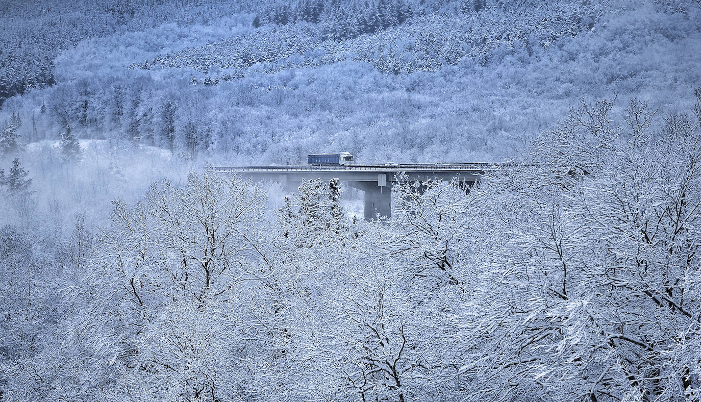 Álava vive el primer temporal de nieve del invierno