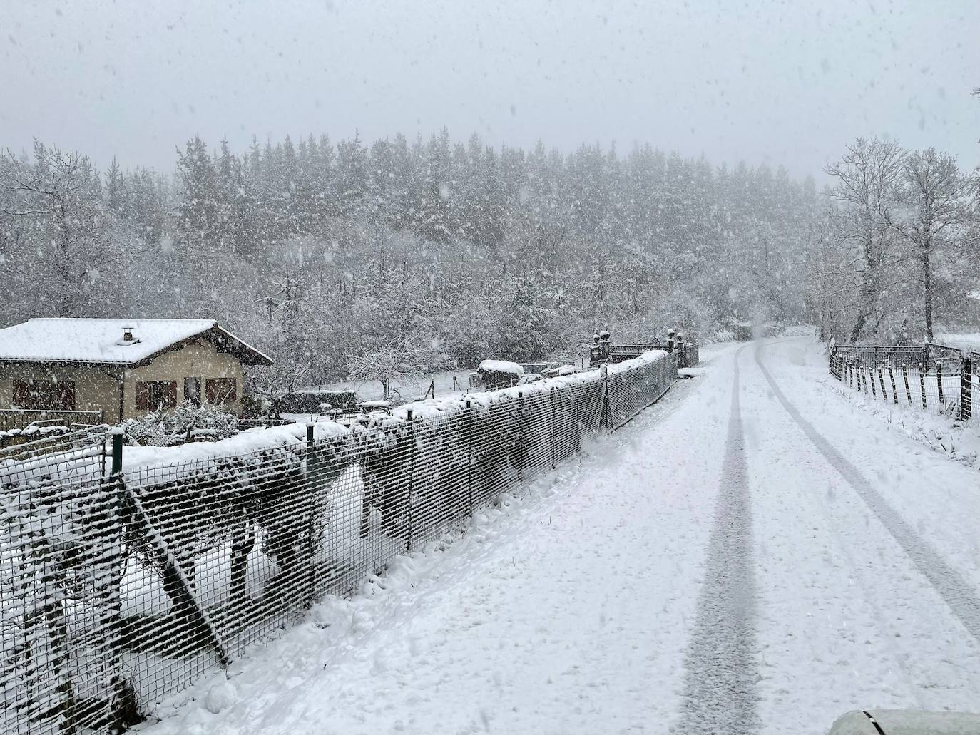 La nieve se adueña de las calles de Ayala