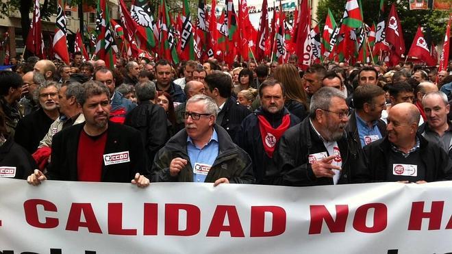 Los líderes sindicales se manifiestan en Bilbao para exigir "empleo de calidad"
