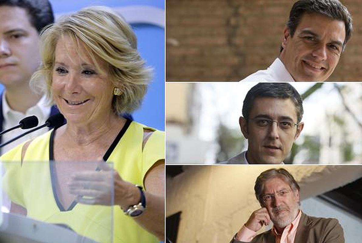 Esperanza Aguirre bromea diciendo que uno de los candidatos a dirigir el PSOE es "guapísimo"