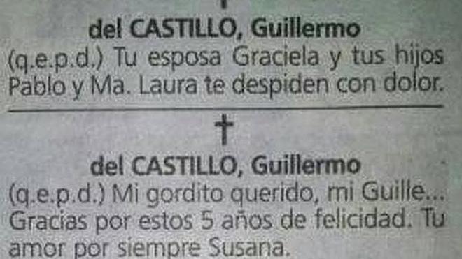 Se enteran de una infidelidad al publicar la misma esquela su esposa y su amante