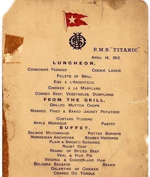 El último menú del Titanic