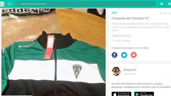 Un jugador del Córdoba vende ropa del club en Wallapop